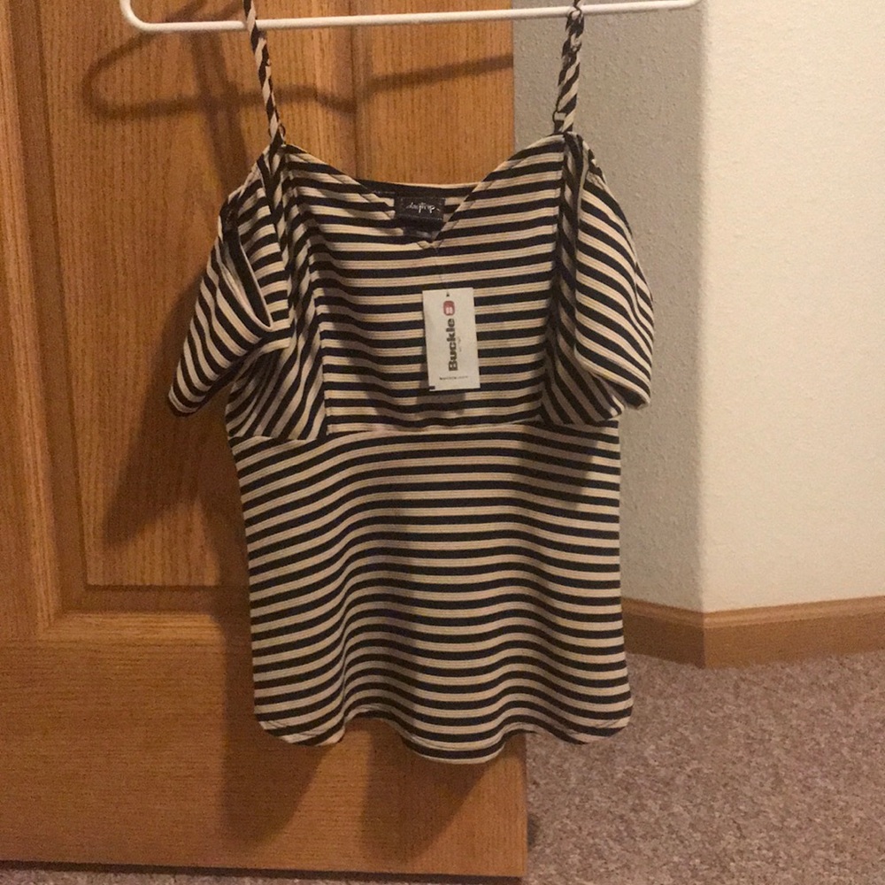 Off the shoulder striped top